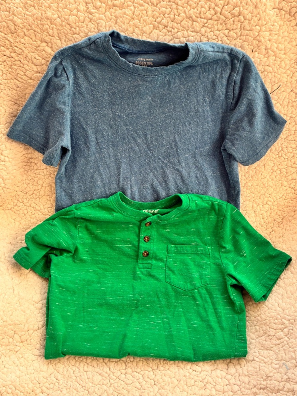 jumpingw beans Blue Tee and Green Henley Short Sleeve Tops